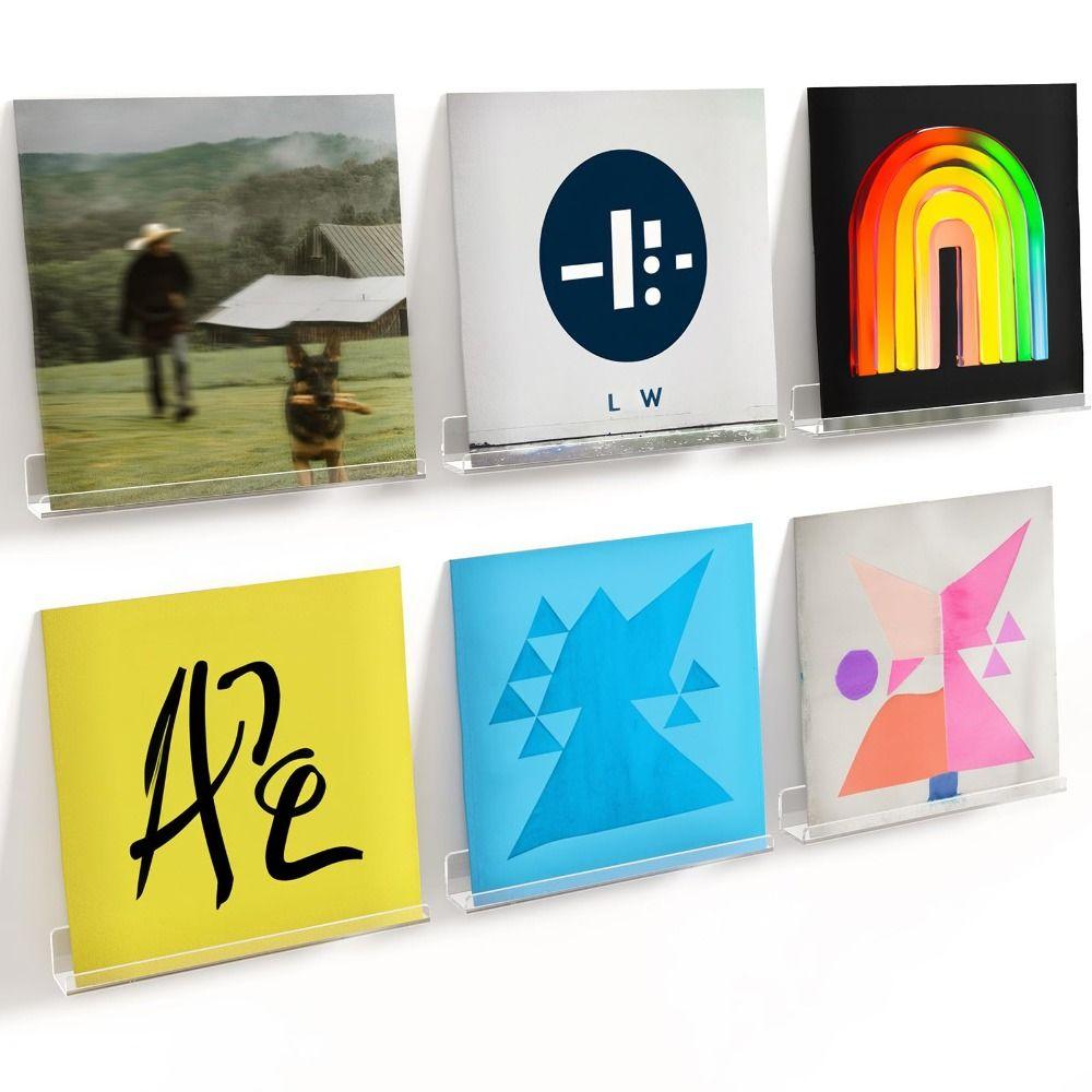 Acrylic Vinyl Record Shelf Wall Mount 4"/12"/15" Floating Shelves for Books Book
