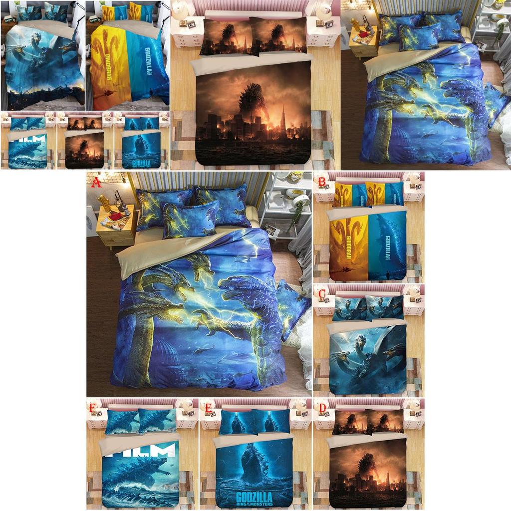 3d Godzilla Newest King Of The Monsters Design Bedding Set Duvet Cover 3pc