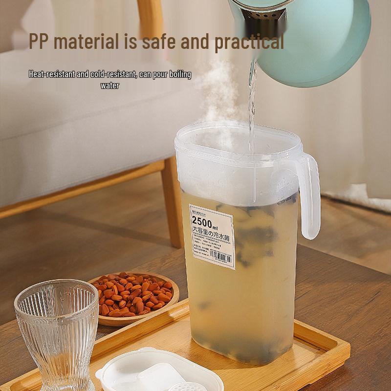 High-Temperature Resistant Cold Water Pitcher - Durable, Drop-Proof, Odor-Free, for Tea, Boiled Water, Juice, Ice, and Refrigerator Use.
