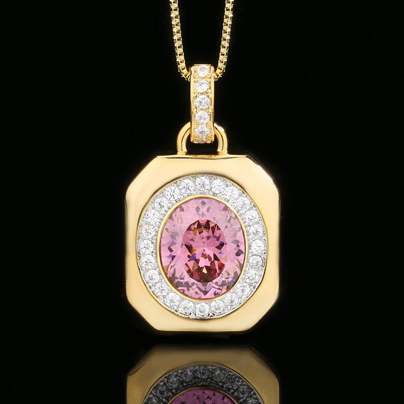 Осенне-зимние украшения Имитация корунда Золото Ретро Квадратный Дизайн Бренда Подвеска Ожерелье Главный Камень 10 * 12