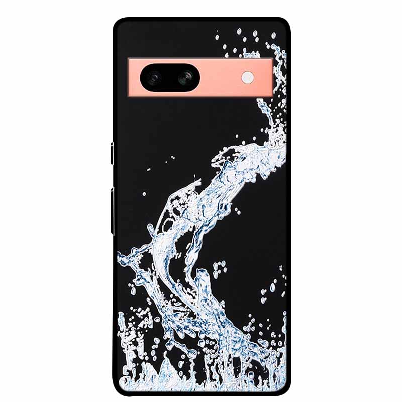 3D Flowers Case For Google Pixel 7a 5G Case Emboss Relief Floral Black Silicone Soft Back Covers For Google Pixel 7a Case Fundas