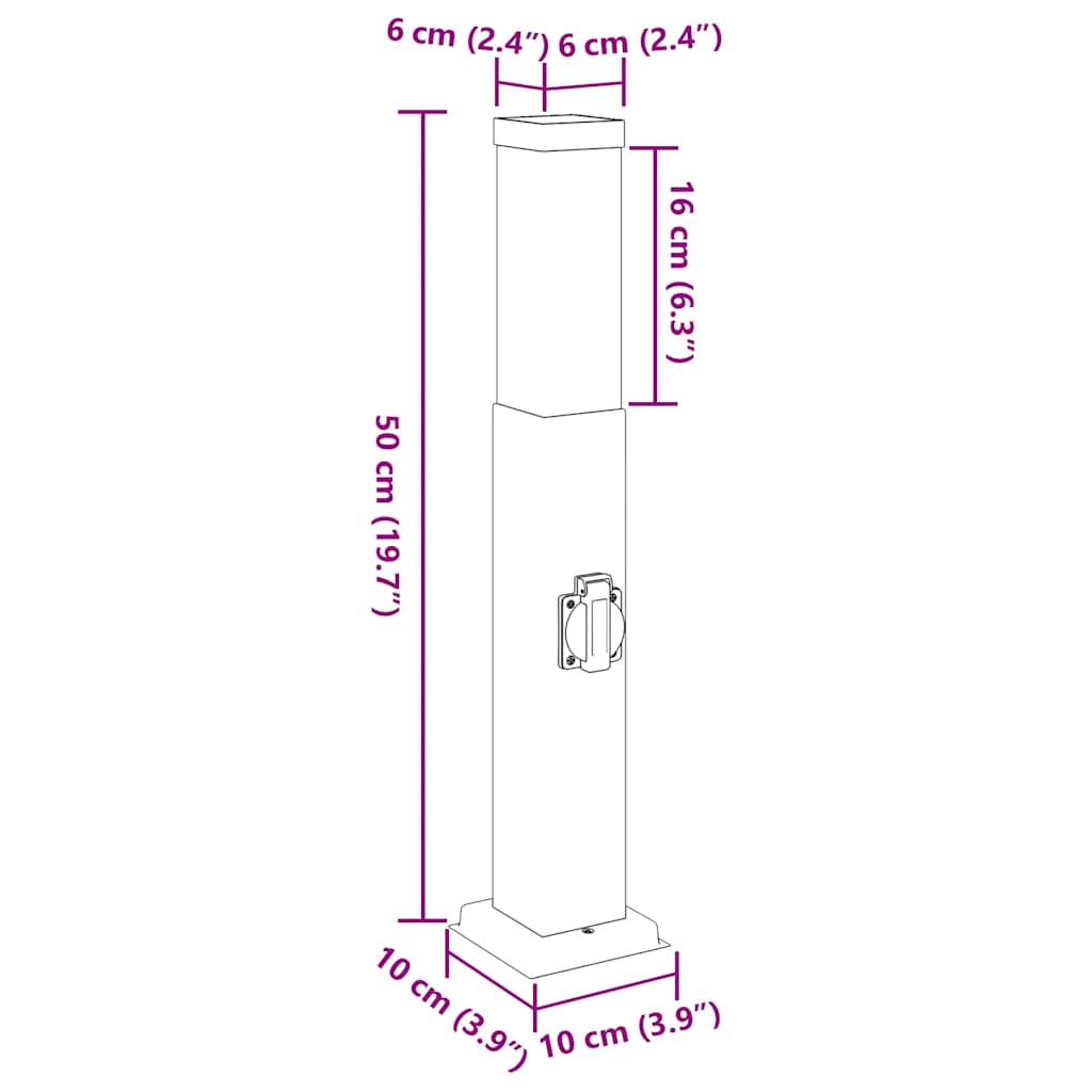 3 Pack Stainless Steel Bollard Lights with Socket 50 cm IP44
