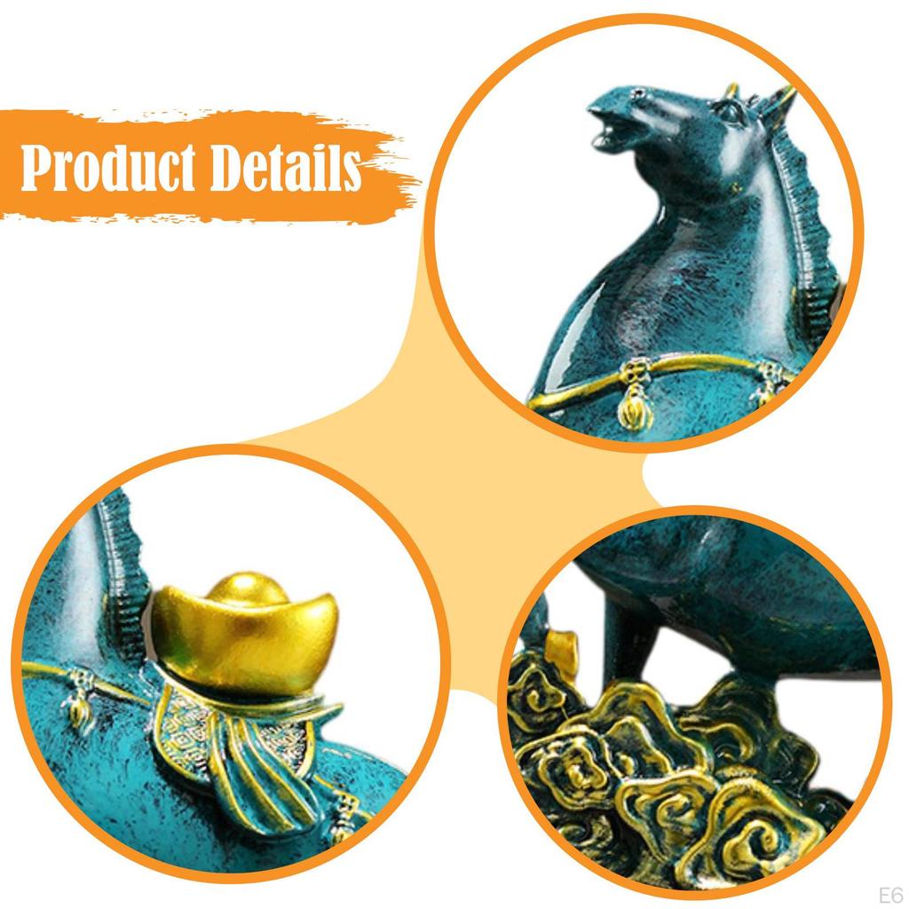 Фигурка лошади Скульптура животного Смола Центральный элемент Декоративный Китайский Фэн-шуй Настольный