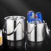Stainless Steel Ice Bucket 1.6/2/3L Double Wall Insulated Seamless Structure Thickened Handle Ice Bucket for Parties Bars