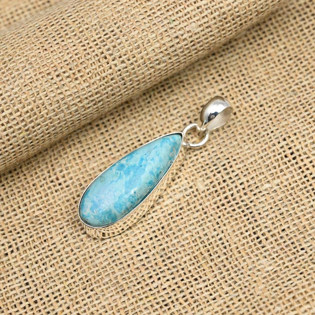 Великолепный ювелирный кулон ручной работы из стерлингового серебра 925 пробы с драгоценным камнем Ларимар для нее