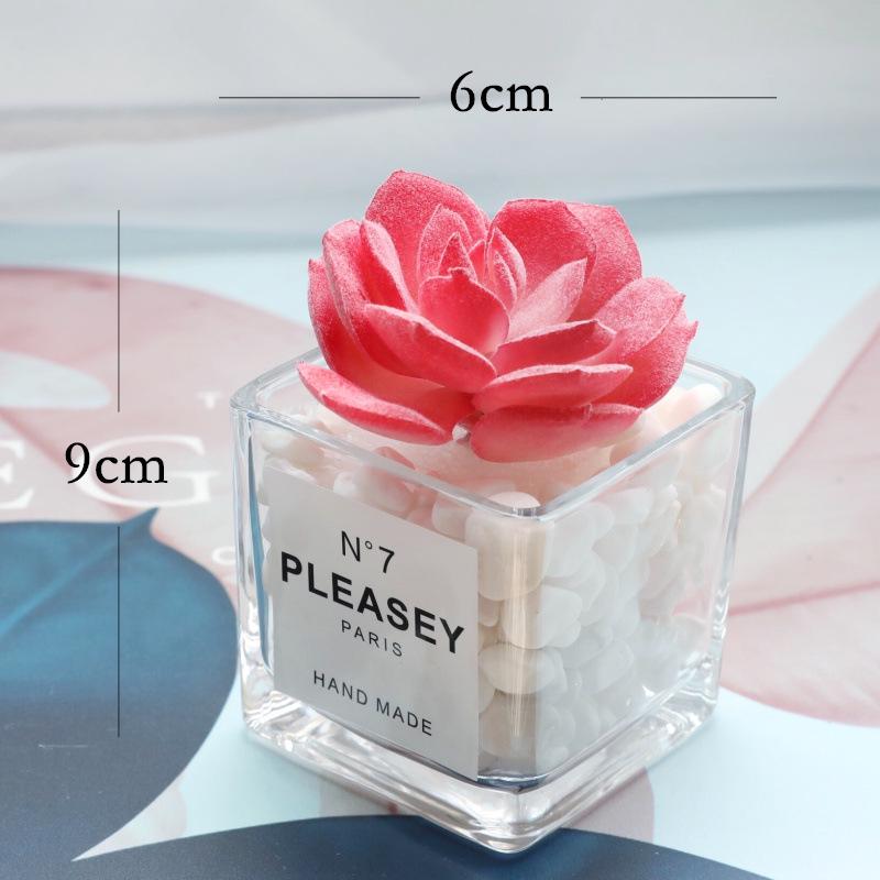 Desktop Bookshelf Decor: Faux Succulent Cactus with Dried Flowers