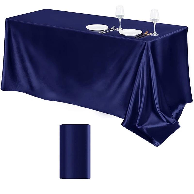 Table Cover Satin Tablecloth Soft Overlay Wedding Satin Large  Bright Smooth Silk Rectangle Christmas Banquet Anniversary Dining Party Table Decor