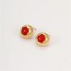 GEMCHIC Women's Vintage Round Stainless Steel 18K Gold Plated Stud Earrings Geometric Colored Stone Simple Fashion Jewelry