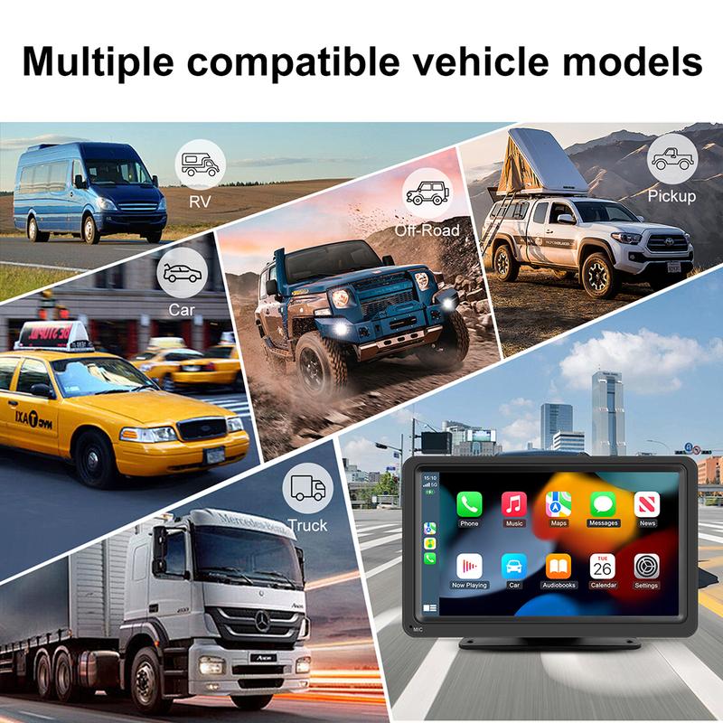 7-дюймовый Carplay Android Auto Видеоплеер с функцией MirrorLink Беспроводной Carplay Android Auto GPS Монитор для автомобиля Мультимедиа Камера заднего вида