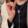 Pull-Out Zircon Snowflake Long Necklace Women'S Light Luxury High-End Sense Elegant Fashion Temperament Versatile Neck Chain Sweater Chain