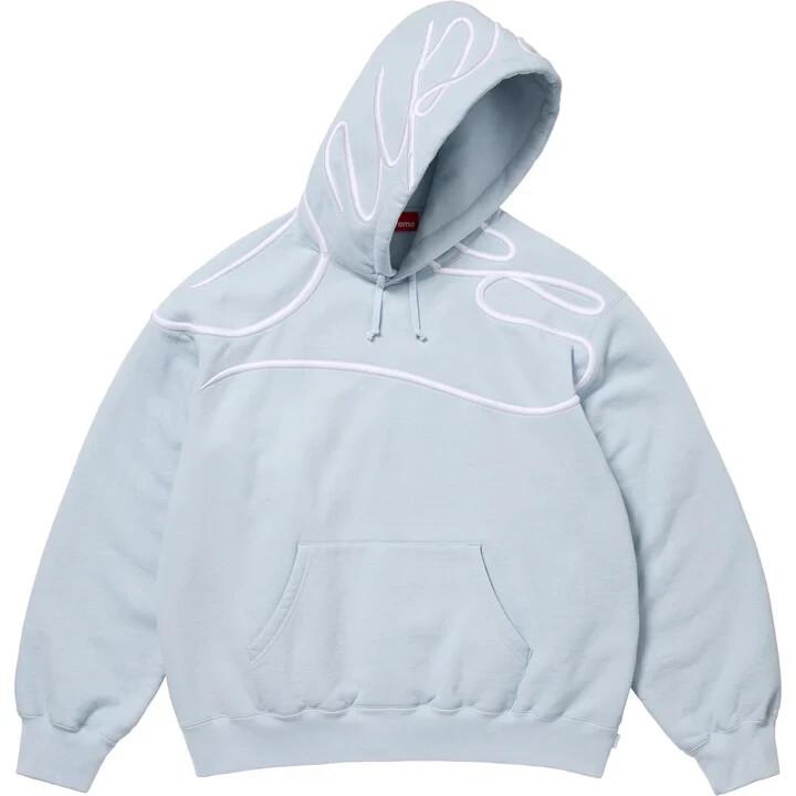 Supreme Толстовка с капюшоном и надписью на плече Светло-голубая