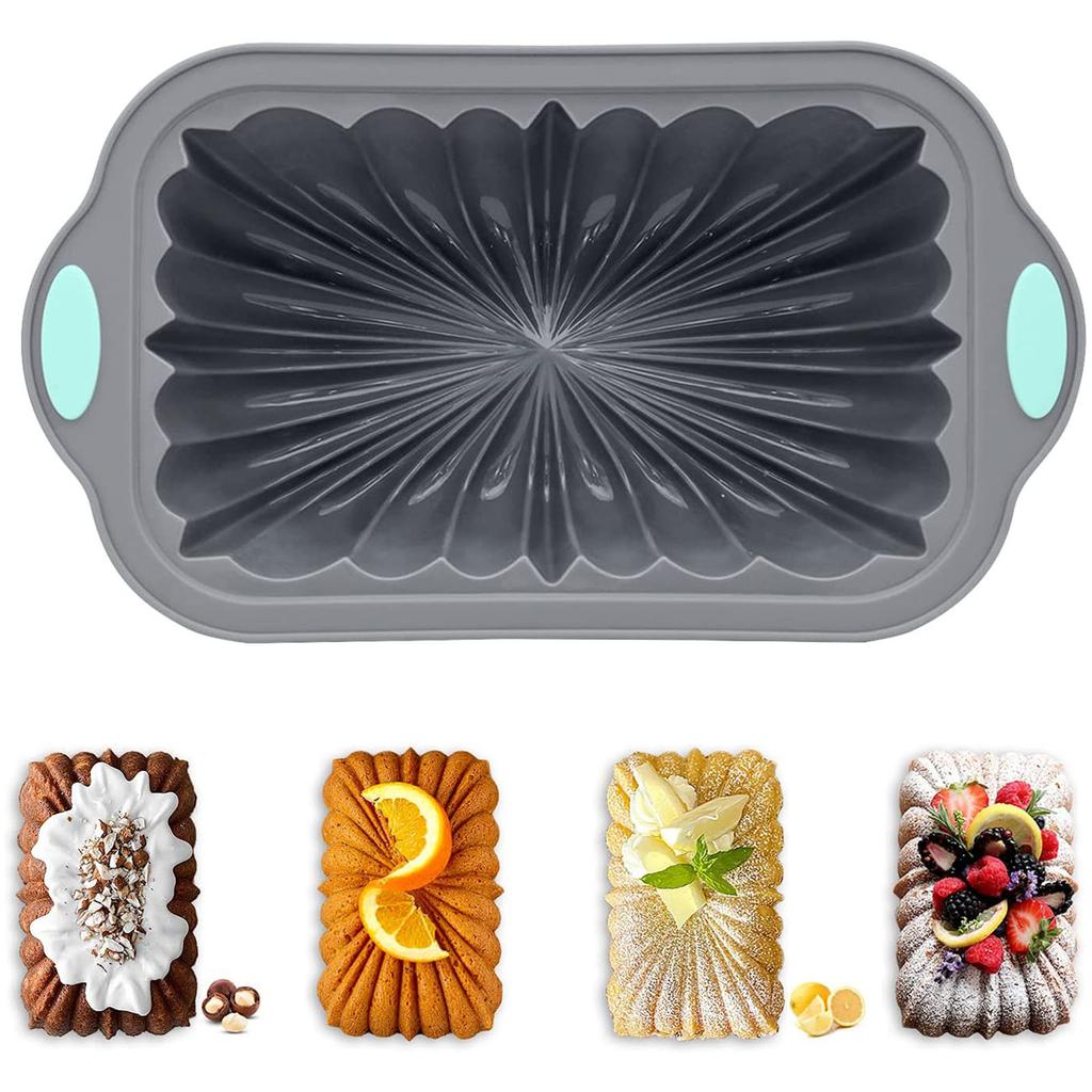 Silicone Bread Loaf Pan With Fluted Design, Food Grade Non-Stick Silicone Baking For Cake, Metal Reinforced Frame Secure