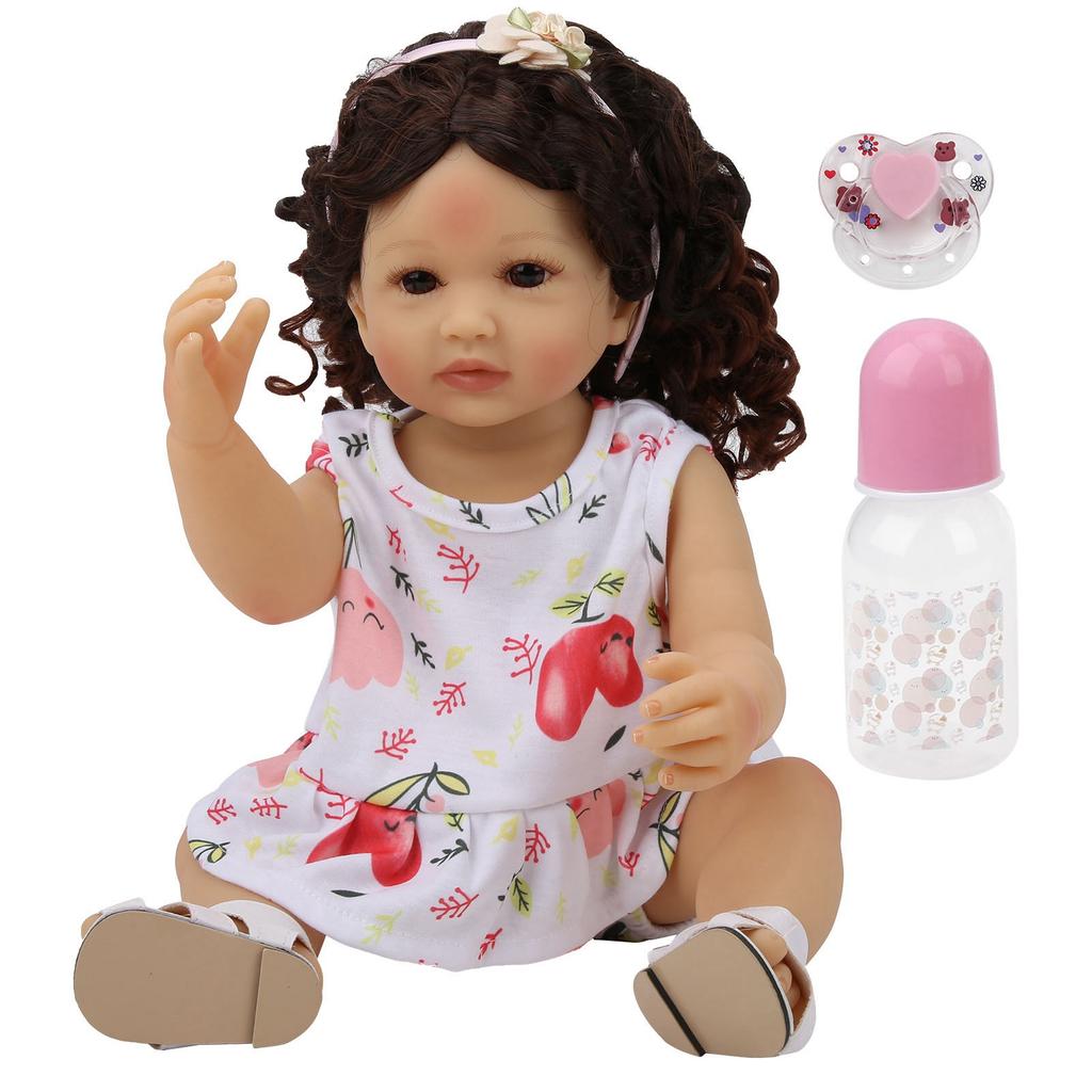 55 см реборн младенец вьющиеся волосы реалистичные младенцы девочка кукла мягкая очаровательная детская игрушка подарки