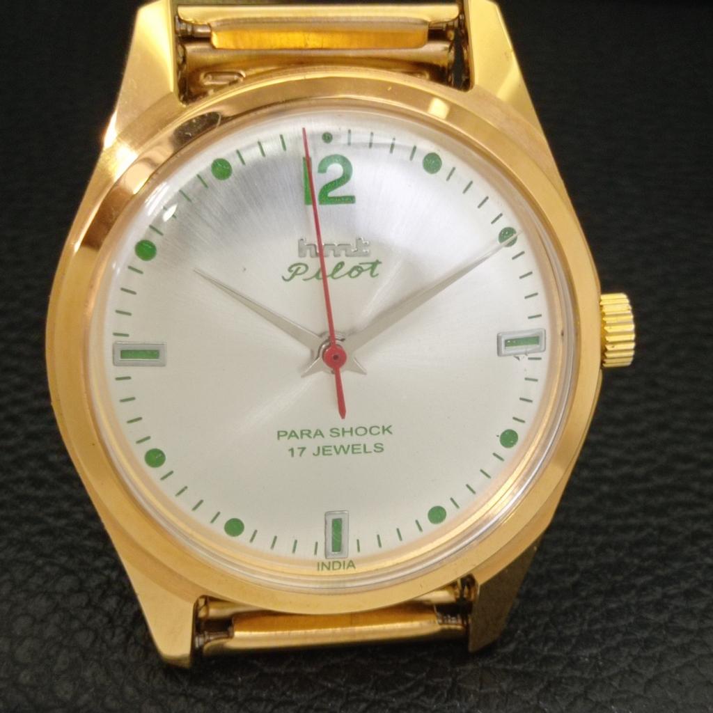 HMT PILOT VINTAGE HAND-WINDING INDIAN MENS SILVER COLOR DIAL WATCH A702072-5 R208-a702072