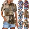 Women's Fashion Casual Lapel Short Sleeve Print Shirt Women's Button Up Tops