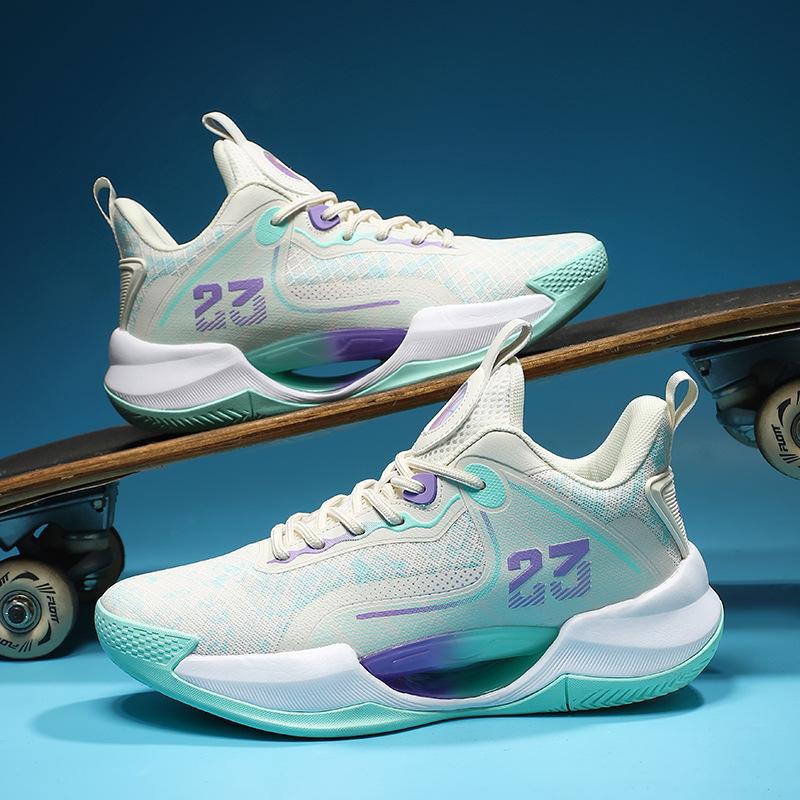 Мужские баскетбольные кроссовки летние сетчатые дышащие для подростков 12 лет учеников средней школы для реальных игр противоскользящие тренировочные специальные кроссовки 11
