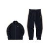 Striped Letter Zip Collar Sports Jacket And Mid-Waist Cuffed Pants Casual Sports Set Unisex Sportswear Black Gold 972338201-3