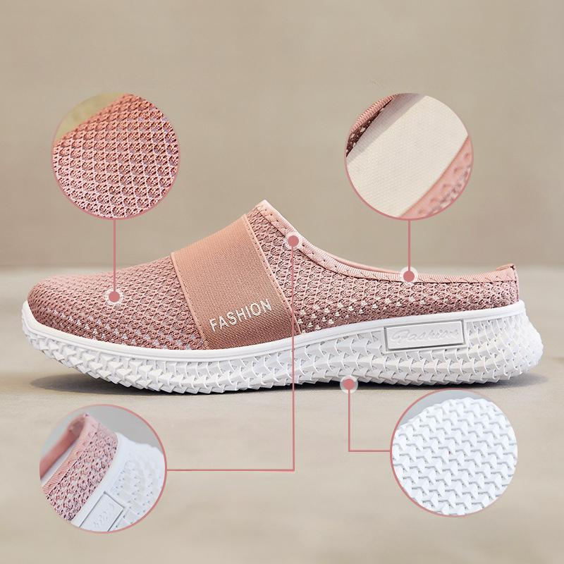 Cloth Shoes Spring And Summer Women'S Shoes Breathable Half-Drag Single Shoes Casual Shoes Women