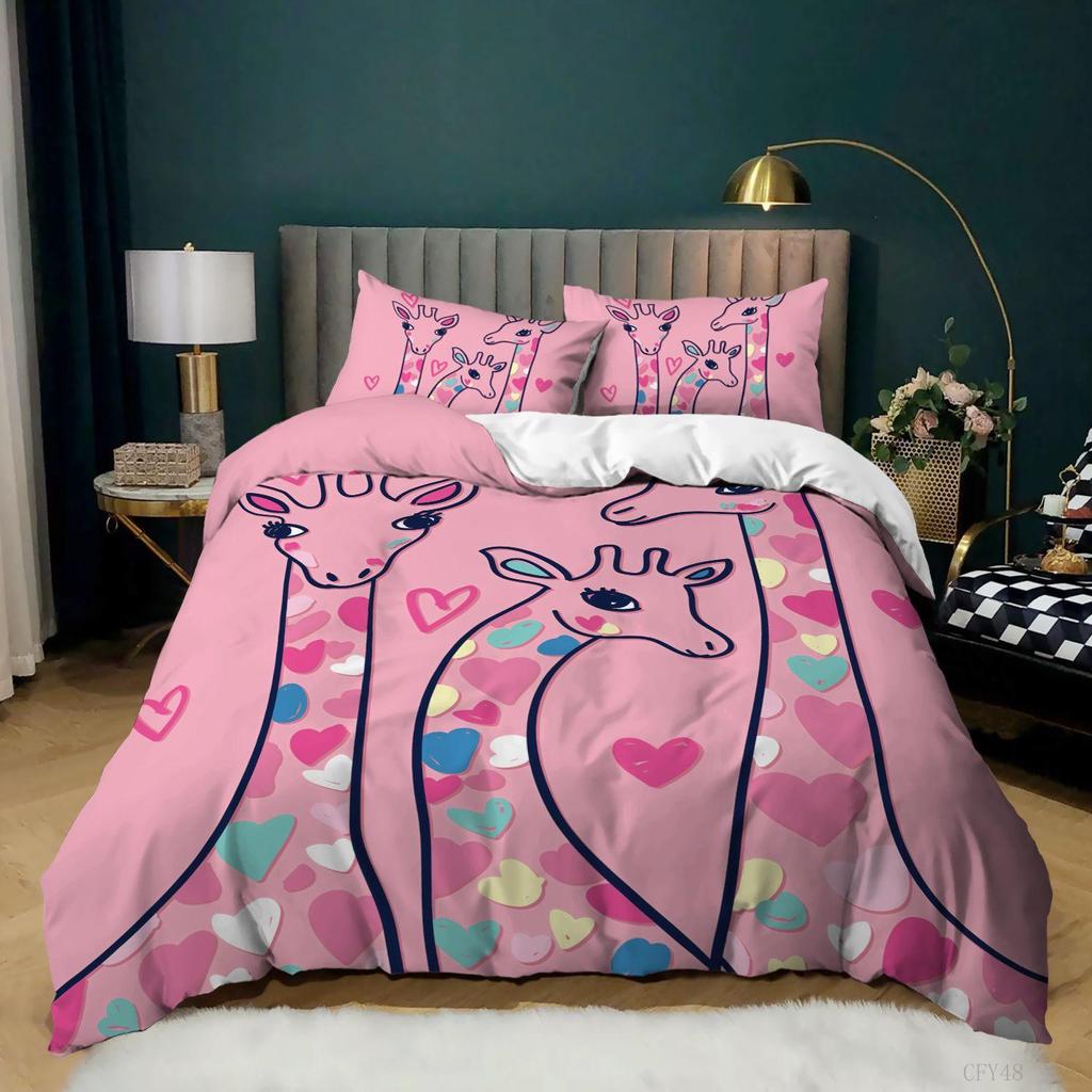 Giraffe Elk 3D Digital Printing Quilt Cover Bed Three-Piece Set Minimum Order