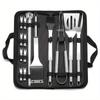 BBQ Stainless Steel Tools Set Barbecue Grilling Utensil for Kitchen Accessories Outdoor Camping Cooking Kits with Nylon Bag
