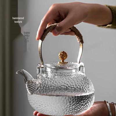 Стеклянный чайник Shangqi с чеканкой