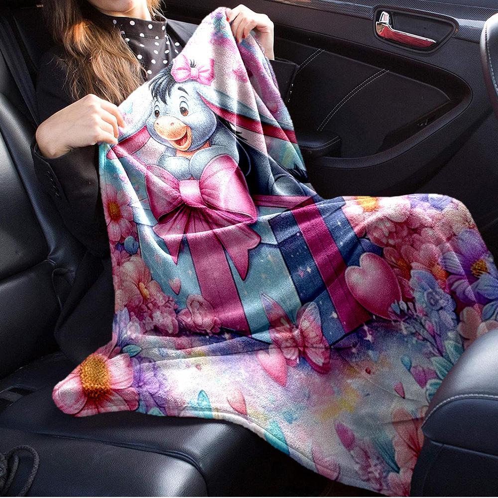 1pc piece flannel Eeyore Donkey pink bow gift box bedding blanket sofa cover, ation home