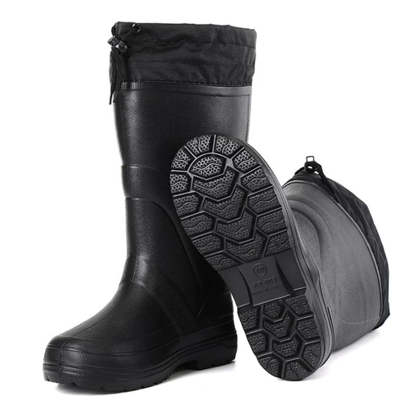 Мужские зимние ботинки, короткие, плюшевые, теплые, водонепроницаемые, нескользящие, легкие, универсальные, для рыбалки, высокие, мужские резиновые ботинки