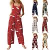 Women's Casual Jumpsuit Sleeveless Christmas Printed Cotton Jumpsuit