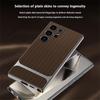 For Samsung Galaxy S24 Ultra Case Woven Pattern Electroplating TPU+PC+PU Phone Back Cover
