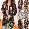 Womens Christmas Snowman Open Front Long Sleeve Loose Flowy Hem Cardigan Coat