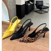 Fashion New Leopard Print Pointed Toe Office Lady Shoes Designer Shallow Stilettos Large Size Ankle Strap Women High Heels Pumps