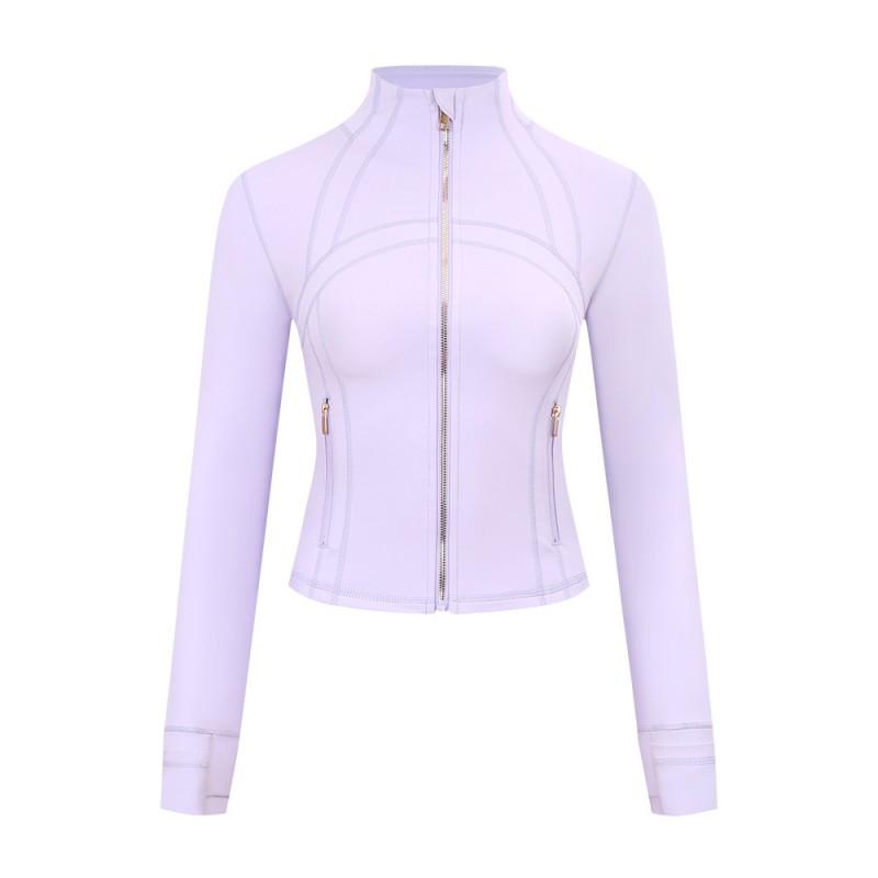 LU Short Stand Collar Jacket Womens Yoga Fitness Breathable Slim Fit Activewear
