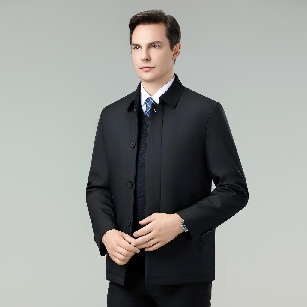 Men's Winter Lapel Cotton Jacket - Thickened Warm Coat for Mid-aged & Elderly