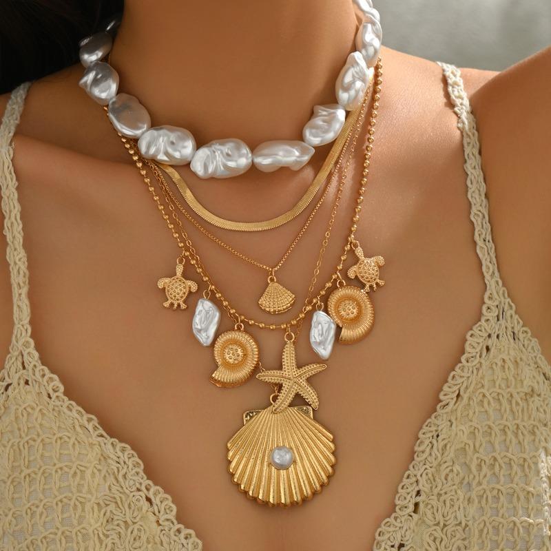 Pearl Necklace Bohemian Jewelry Light Luxury Niche Ocean Style Shell Pendant Women's Necklace