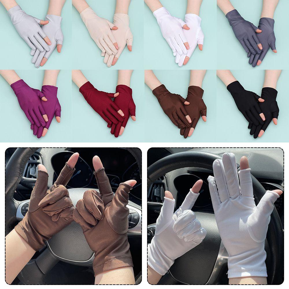 Солнцезащитные перчатки для вождения, летние варежки с сенсорным экраном и двумя пальцами, тонкие перчатки из спандекса