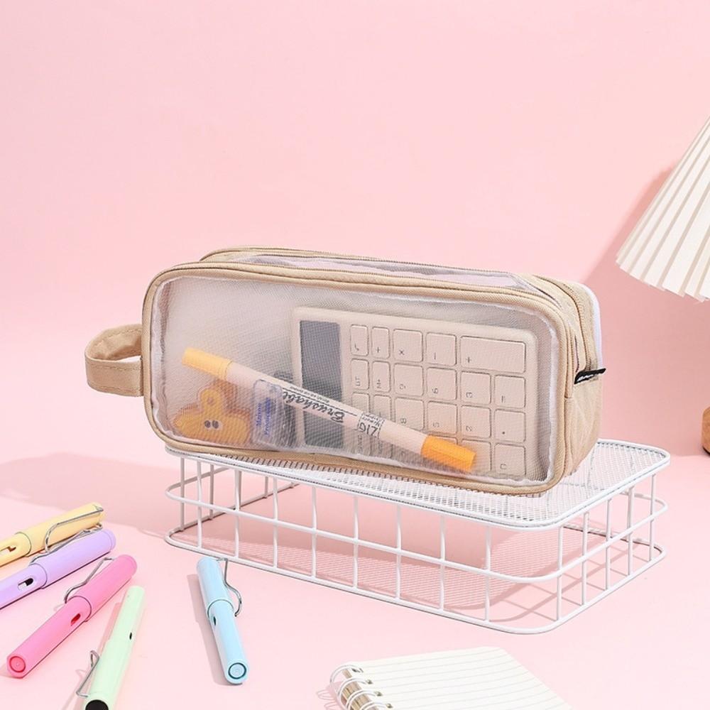 Transparent Pencil Case Mesh Stationery Pouch New Pen Organizer Bag Stationery