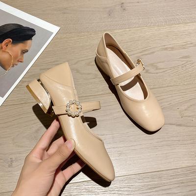 Туфли с жемчужной пряжкой, летние туфли Мэри Джейн, женские туфли Huizhou, повседневная женская обувь в стиле ретро, ​​маленькая фея