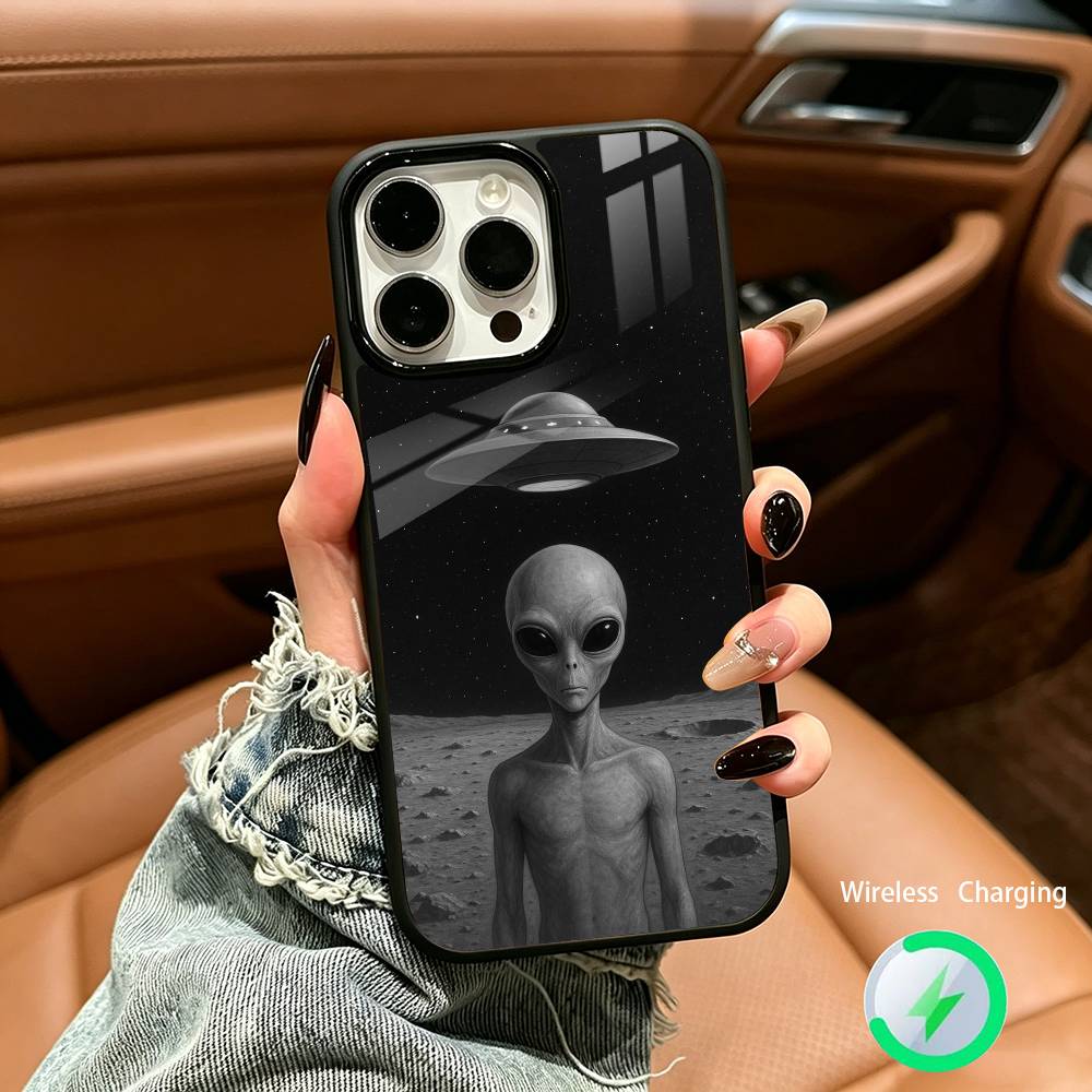 Singular Space UFO A-Alien-ES Phone Case For IPhone17 16 15 14 13 12 11 Pro Max 16/15/14Plus Wireless Charger Cover Funda