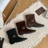 French square head simple short boots Western Martin boots Women's autumn new thick heel sleeve fashion short boots