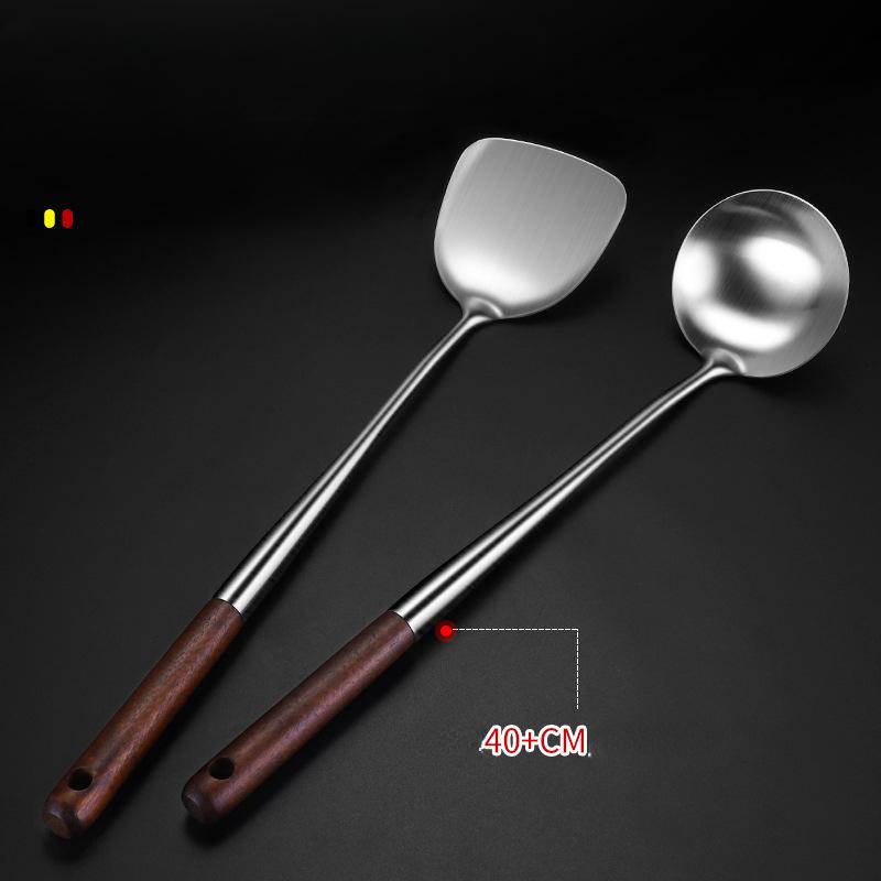 304 Stainless Steel Spatula Add Wooden Handle Stir -fry Kitchen Spoon Spoon Kitchen Supplies Kitchen Utensils