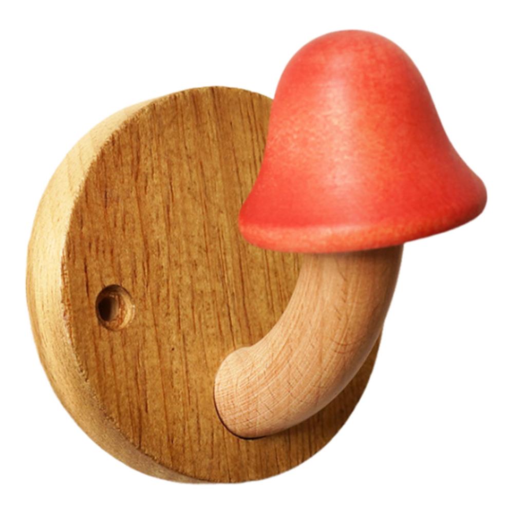 Wooden Mushroom Wall Hooks Space Saving Decorative Storage Rack Aesthetic Room Decor