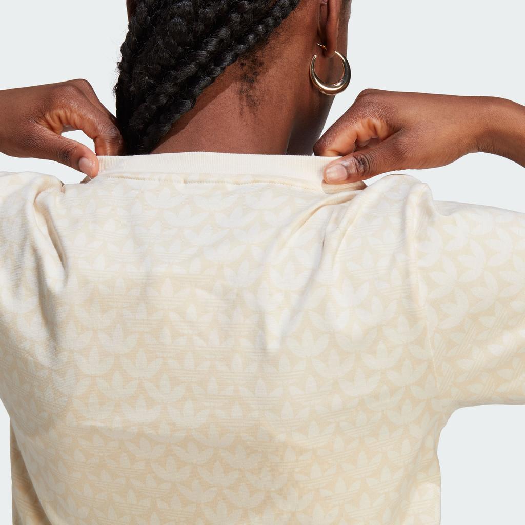 Adidas Originals Trefoil Monogram Tee Embroidered Logo Sport Short Sleeve T-Shirt Women Tops White IJ5983