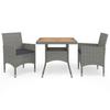 VidaXL Acacia 3-piece Garden Dining Set Outdoor Dining Furniture Backyard Patio Grey 3058313