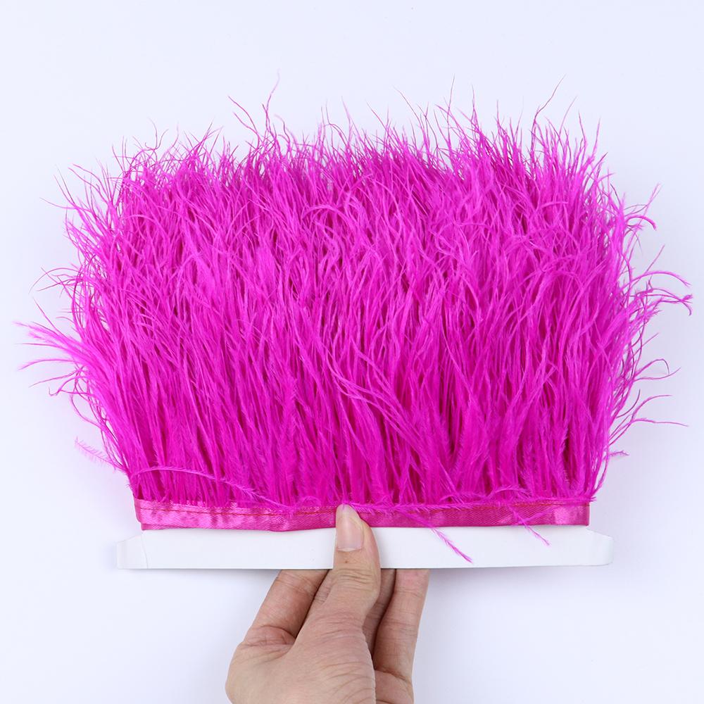 Dyed Ostrich Feather Trim Ribbon Fringe 6-8Cm Wedding Decoration Fluffy Feathers Dress Sewing Clothing 1/5/10Meter Plume Decor