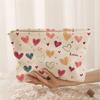 Fashion Love Heart Printed Cosmetics Bag Large Capacity Clutch Bag Ladies Travel Toiletry Bag Lightweight Storage Bags