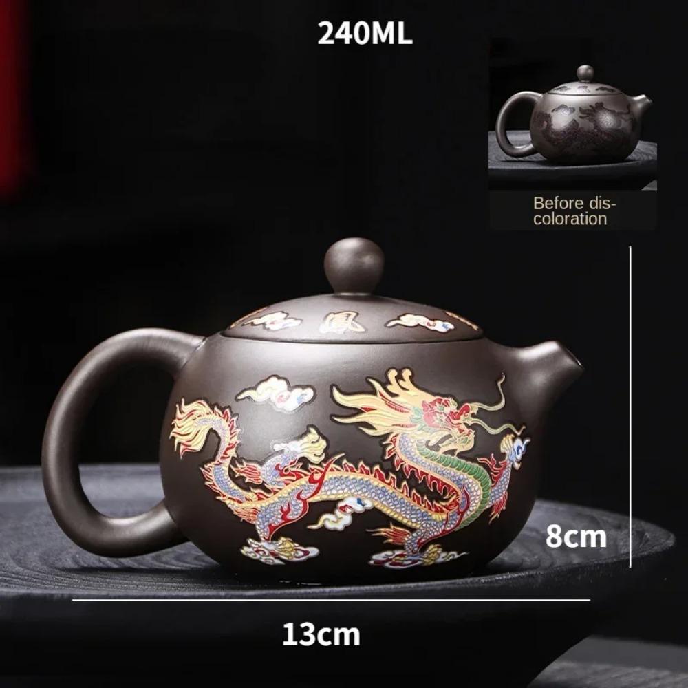Color Changing Teapot Purple Clay Pot Tea Cups Set Chinese Dragon and Phoenix Kung Fu Tea Set Tea Infuser Tea Table Accessories
