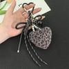 Retro Leopard Y2K Korean Heart Shaped Plush Keychain Pendants Women Charm Bag Pendant Couple Key Ring Gift Key Jewelry