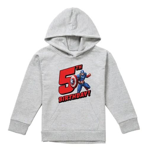 Captain America Childrens/Kids 5th Birthday Heather Pull Over Hoodie