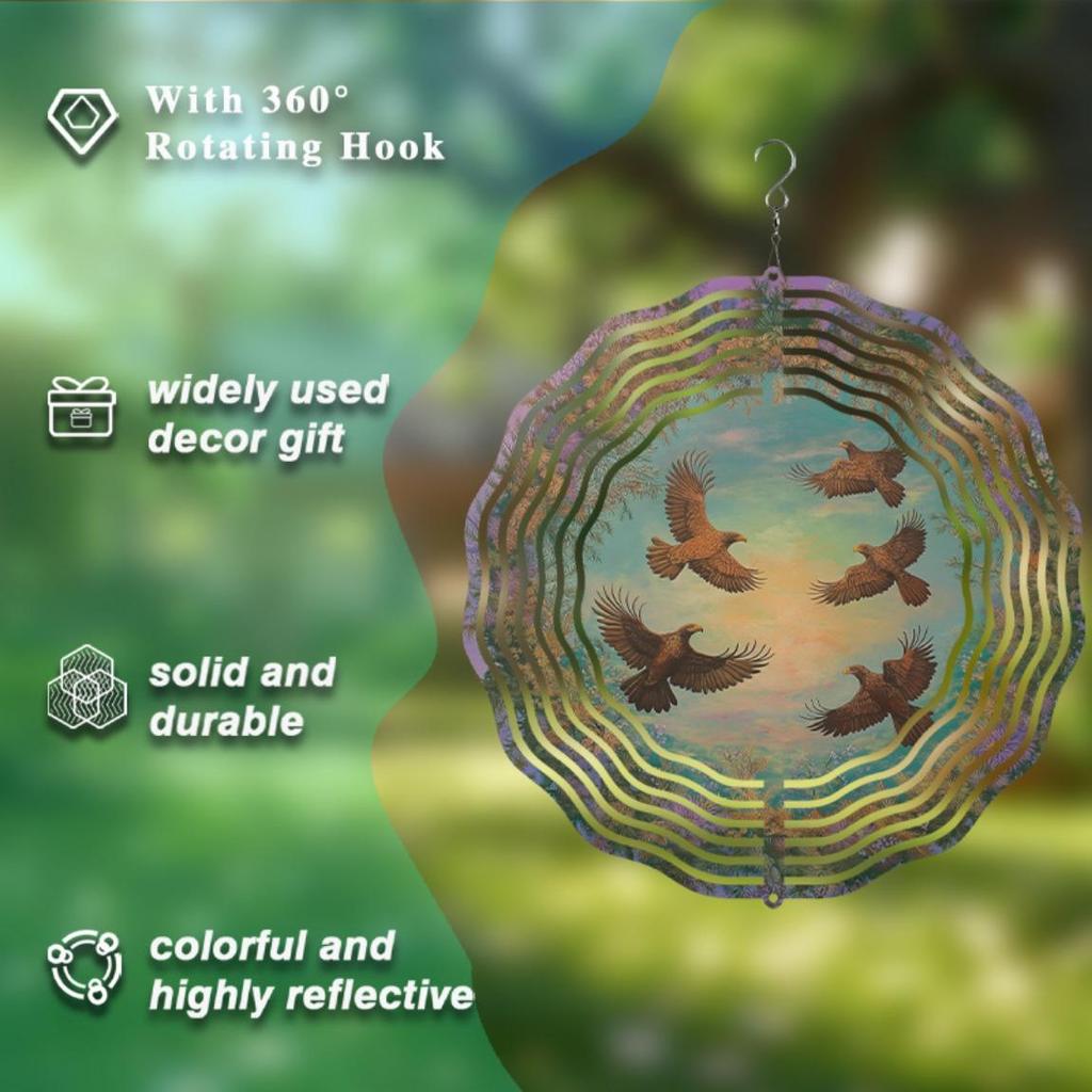 10 Inch Hanging Wind Chime for Outdoor Decor Dynamic Rotating Hook Design Perfect for Balcony Garden Spring Summer Gift Idea