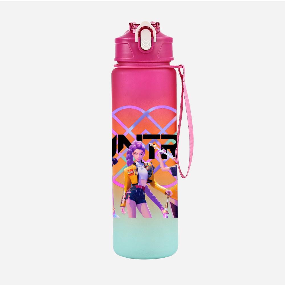 Cartoon K-Pop Demon Hunters Printed 750Ml Water Bottle Large Capacity Drinking Cup Portable Outdoor Sports Water Cup Children Gift